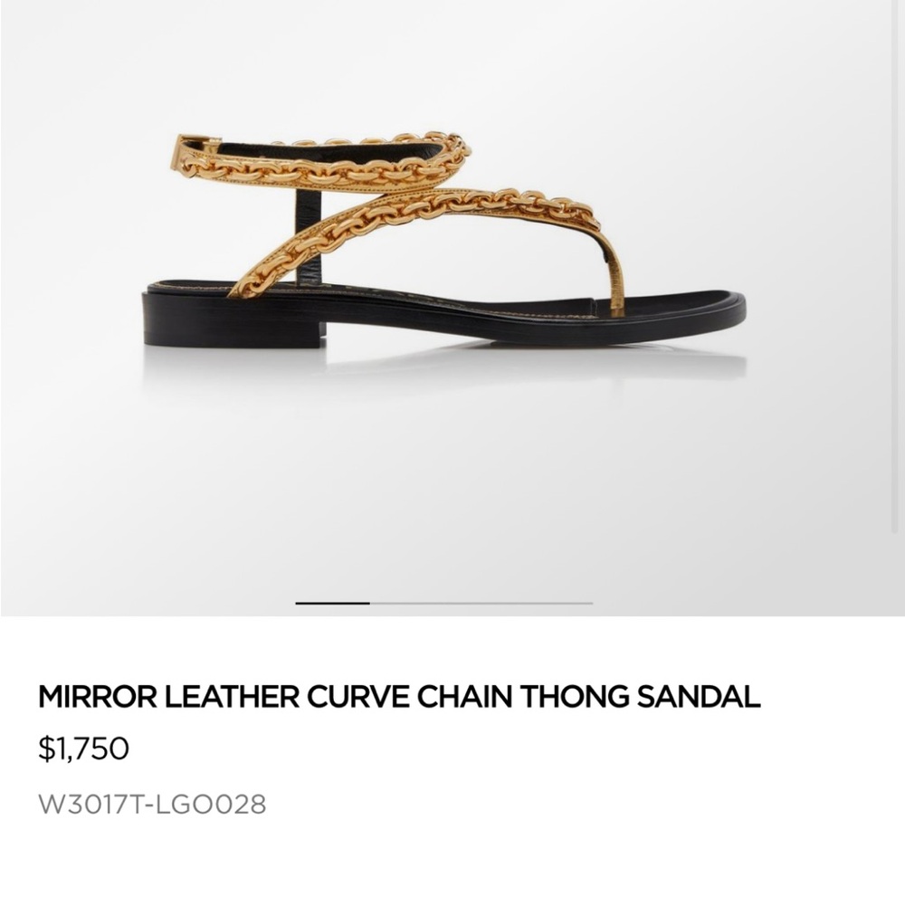 Tom Ford MIRROR LEATHER CURVE CHAIN THONG SANDAL Size 37 - Picture 14 of 14